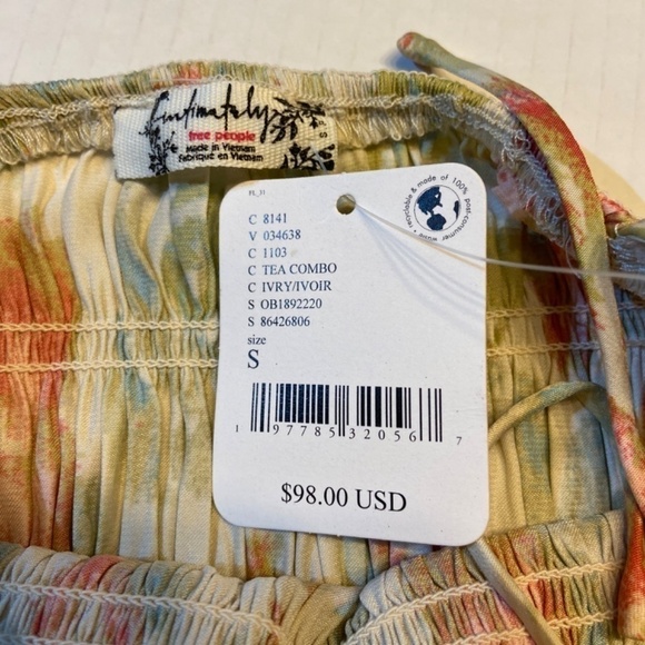 Free People Intimately Women's Smock It To You Bodysuit SMALL Creme Orange Snap - Picture 7 of 11